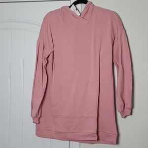 Women's pink puff sleeve fleece pullover